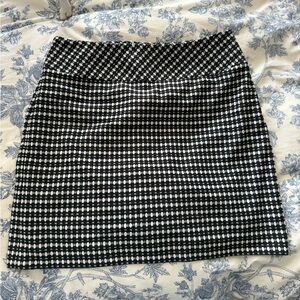 LOFT Black and White Mini Skirt with Geometric Dot Pattern